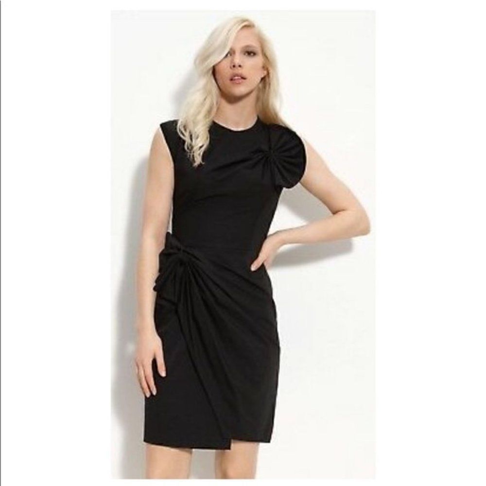 Diane Von Furstenberg Dress “Agata” Faux Wrap Bow Black Sz 4